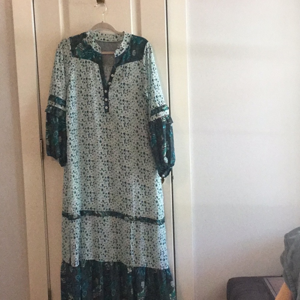 Green floral maxi dress/ beachcoverup